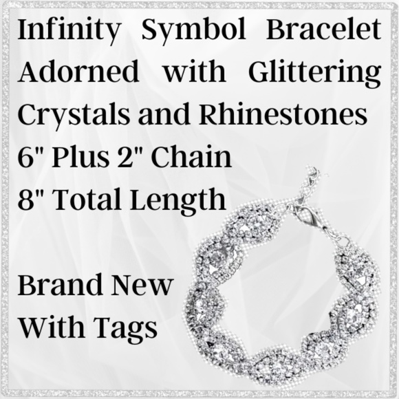 Elegant Infinity Bracelet with Sparkling Crystals and Rhinestones - Adjustable - Picture 1 of 5
